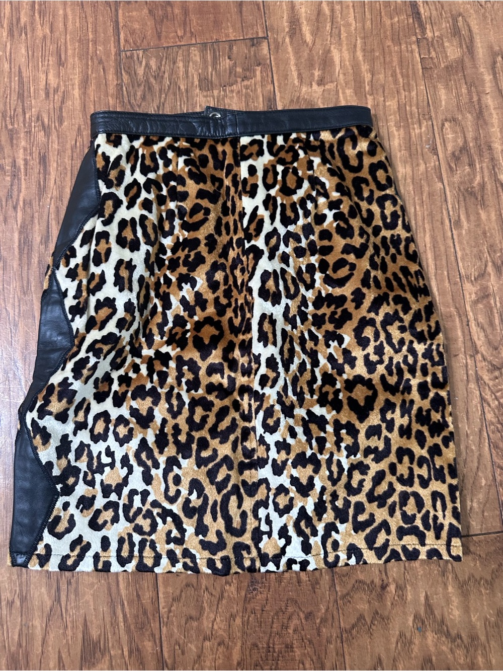 Vintage Faux Fur Leather Western Cowboy Mini Skirt XS